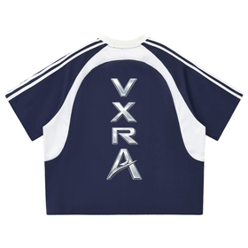Contrast Stripes Panel Mesh T-shirt