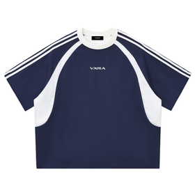 Contrast Stripes Panel Mesh T-shirt
