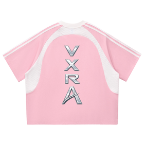 Contrast Stripes Panel Mesh T-shirt