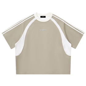 Contrast Stripes Panel Mesh T-shirt
