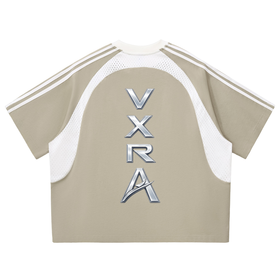 Contrast Stripes Panel Mesh T-shirt
