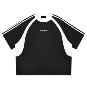 Contrast Stripes Panel Mesh T-shirt